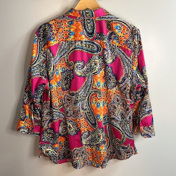 PINK Vibrant Paisley Cotton Sateen Shirt Top 2X - Picture 5 of 9